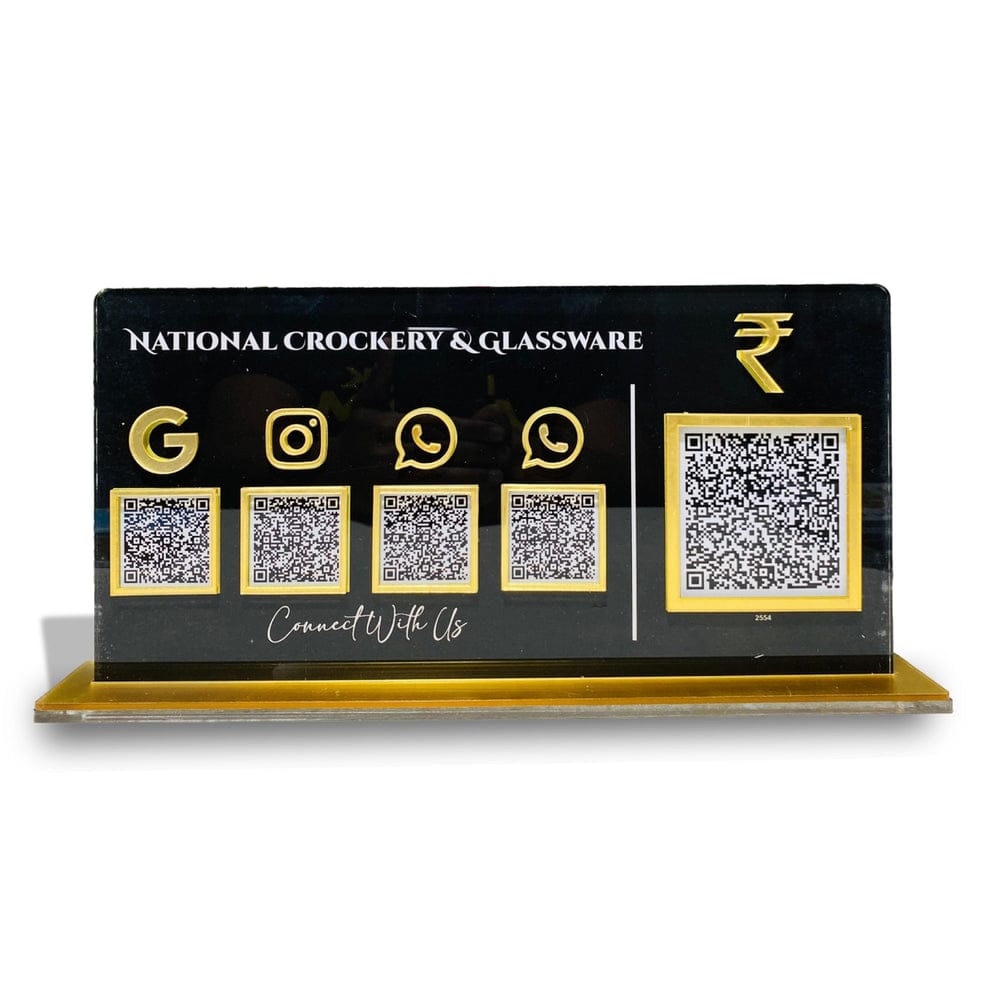 4-in-1 Black Horizontal Standee with Payment QR