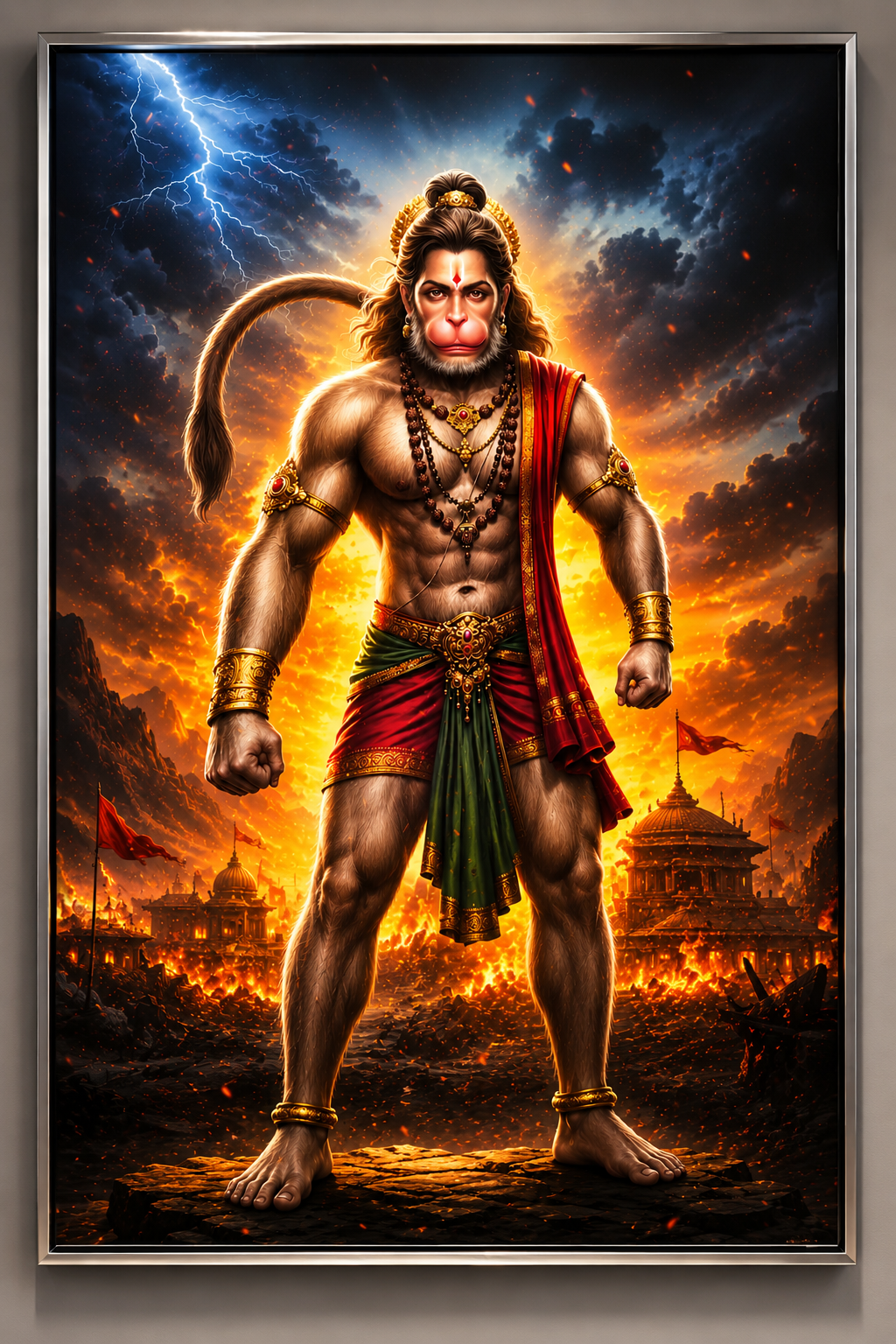 Hanuman ji  Premium Acrylic Glow Light Frame