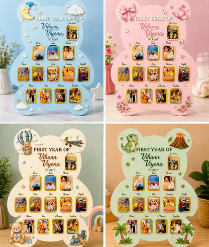 First Year Birthday Party Decorations Baby Photo Frame Nursery Decor Personalized Gift for Boy Girl